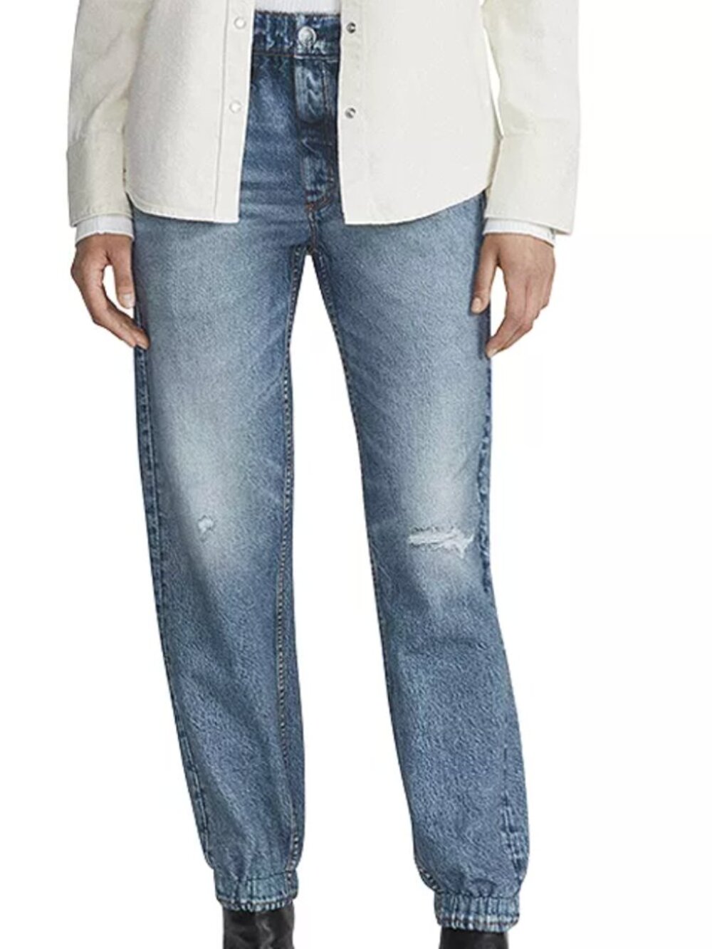 rag & bone Light Blue Distressed Denim Jogger Pants